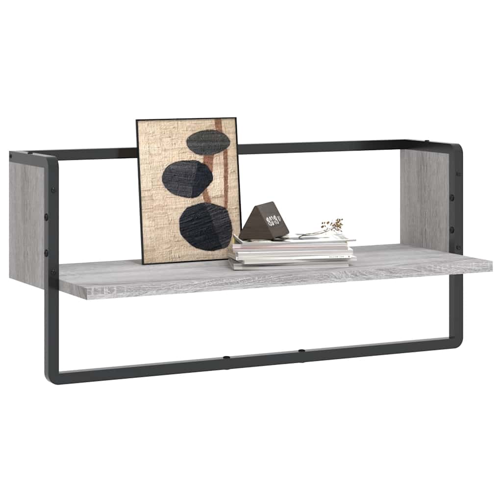 Wall shelf with a crossbar, gray oak color, 65x25x30cm