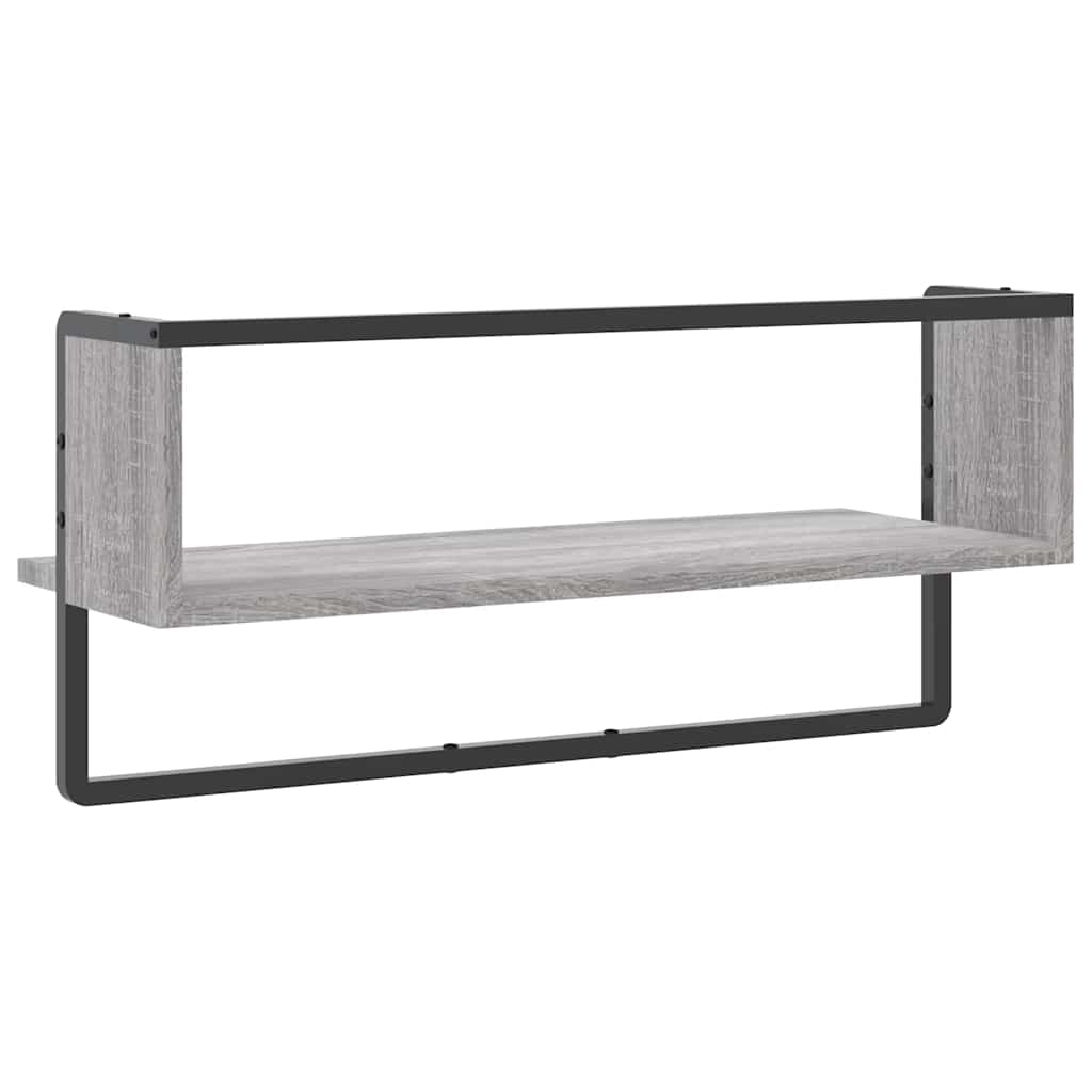Wall shelf with a crossbar, gray oak color, 65x25x30cm