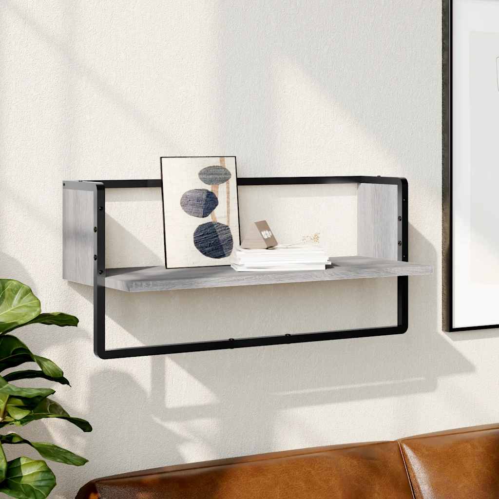 Wall shelf with a crossbar, gray oak color, 65x25x30cm