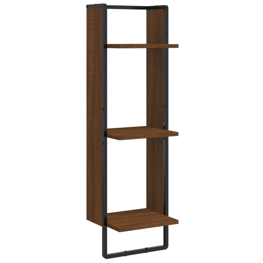 Wall shelf, 3-tier, brown, 30x25x100cm, treated wood