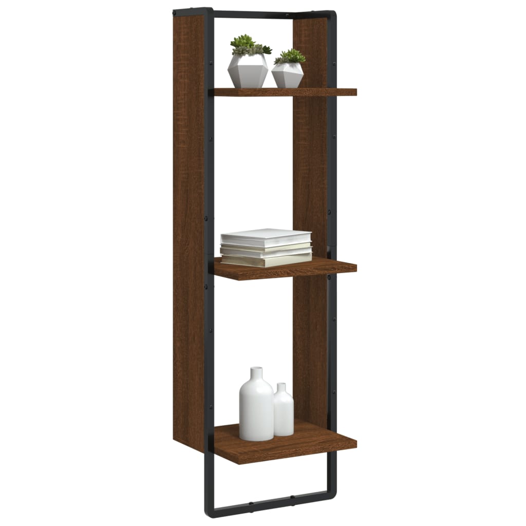 Wall shelf, 3-tier, brown, 30x25x100cm, treated wood