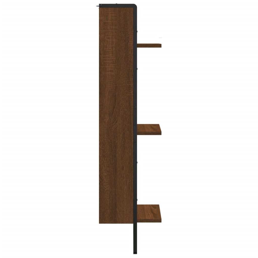 Wall shelf, 3-tier, brown, 30x25x100cm, treated wood