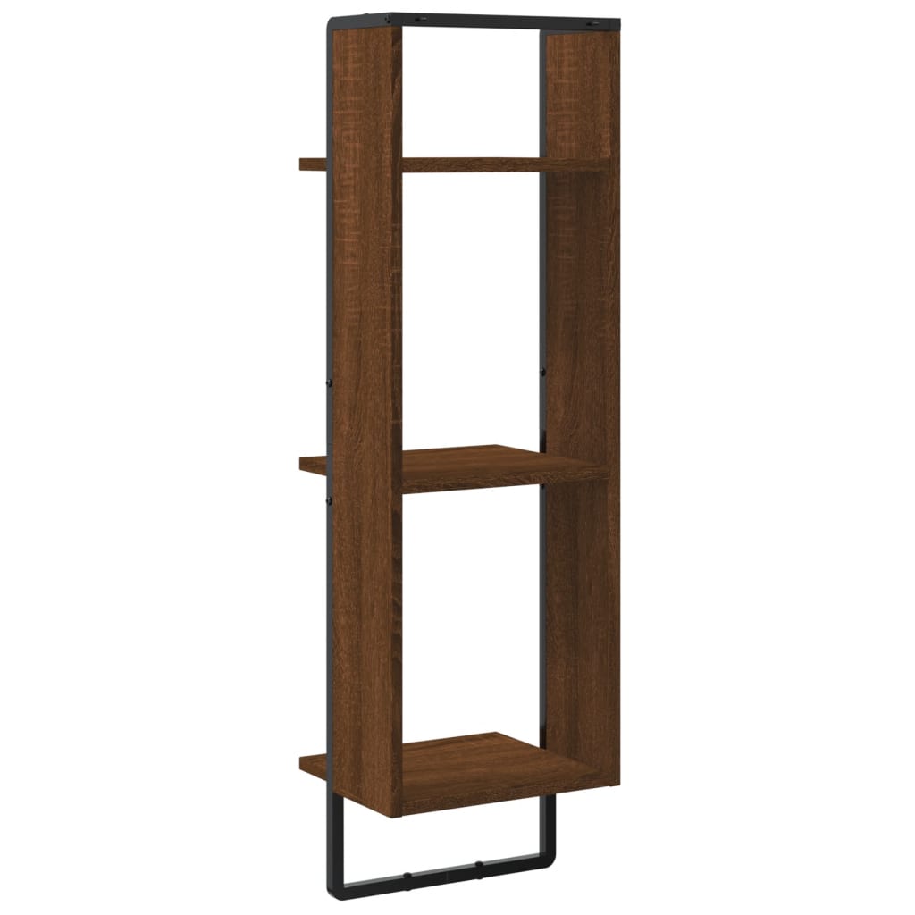 Wall shelf, 3-tier, brown, 30x25x100cm, treated wood