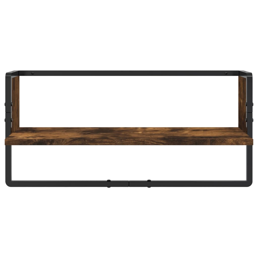 Wall shelf set, 4 pcs., smoked, engineered wood