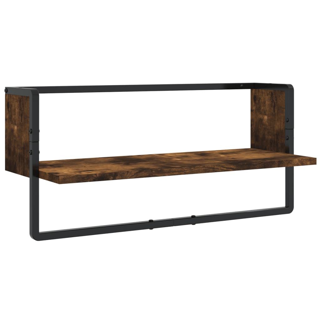 Wall shelf set, 4 pcs., smoked, engineered wood