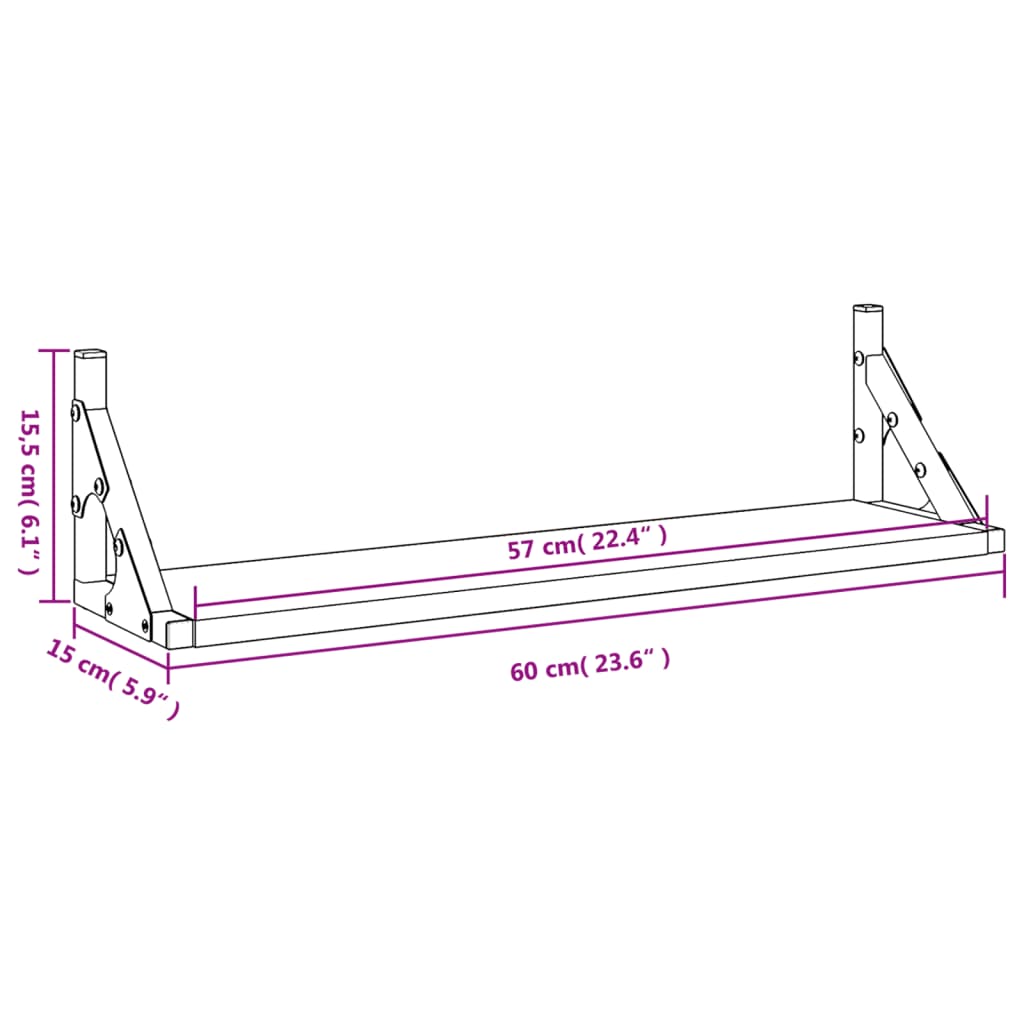Wall shelves, 2 pcs., Sonoma oak, 60x15x15.5cm