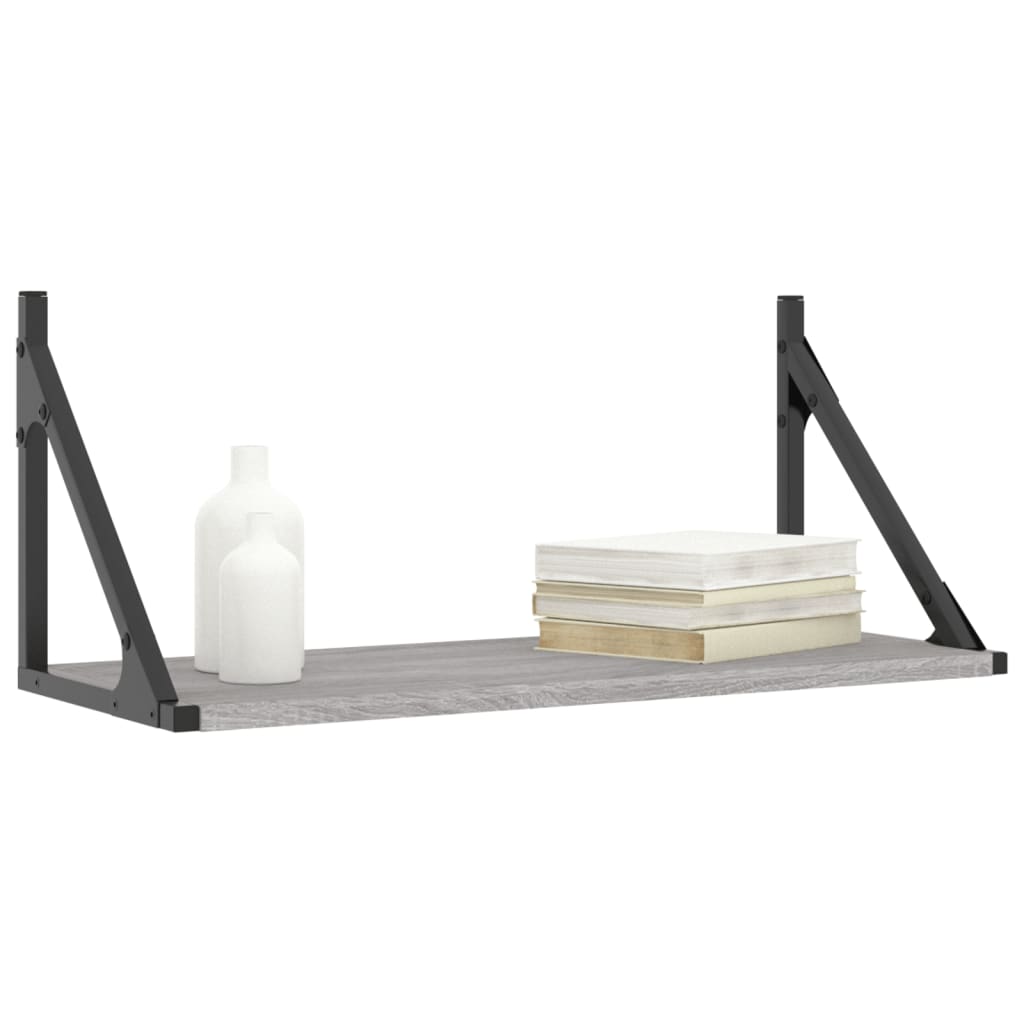 Wall shelves, 2 pcs., gray oak, 60x25x25.5cm, wood