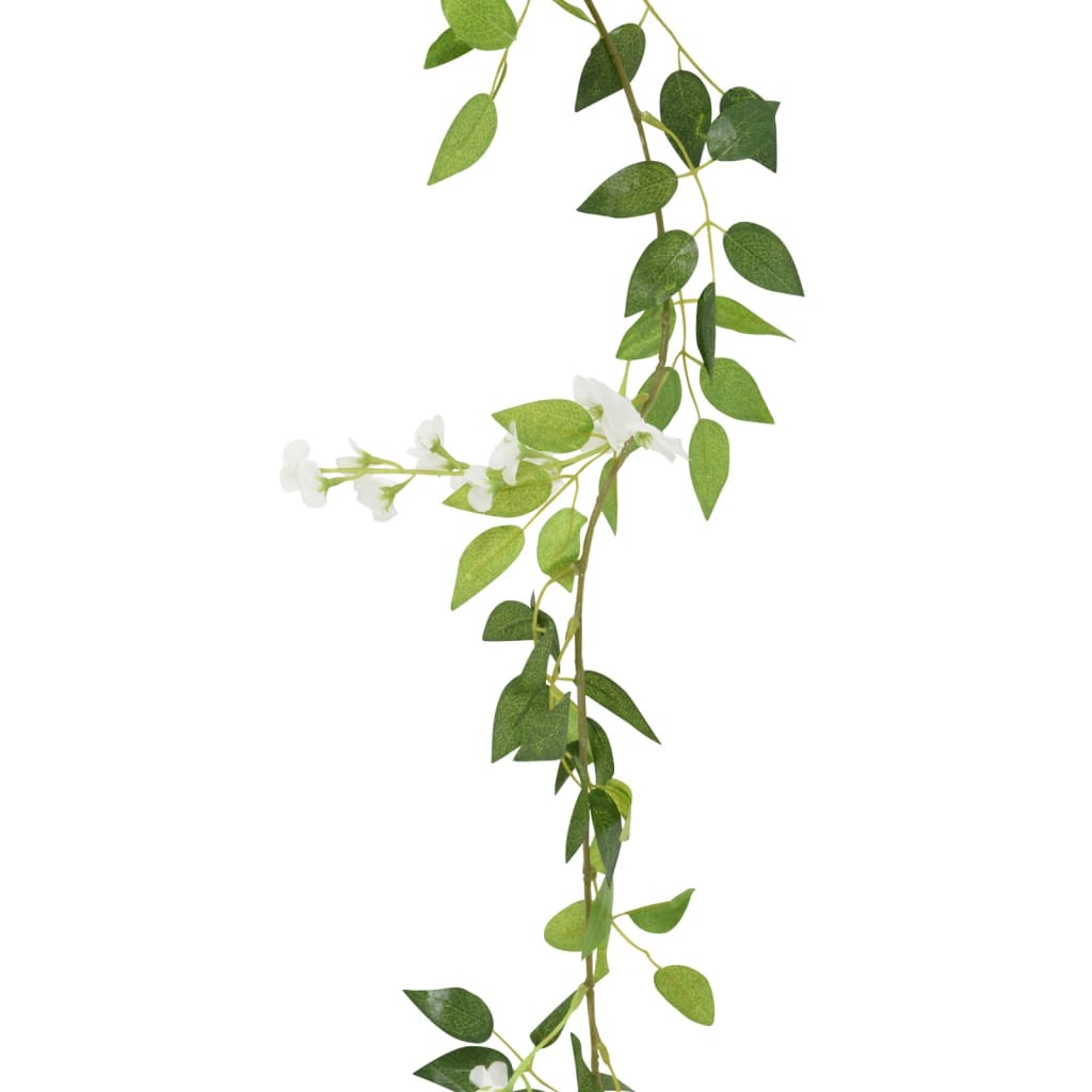 Kalėdinės gėlių girliandos, 6vnt., baltos spalvos, 200cm