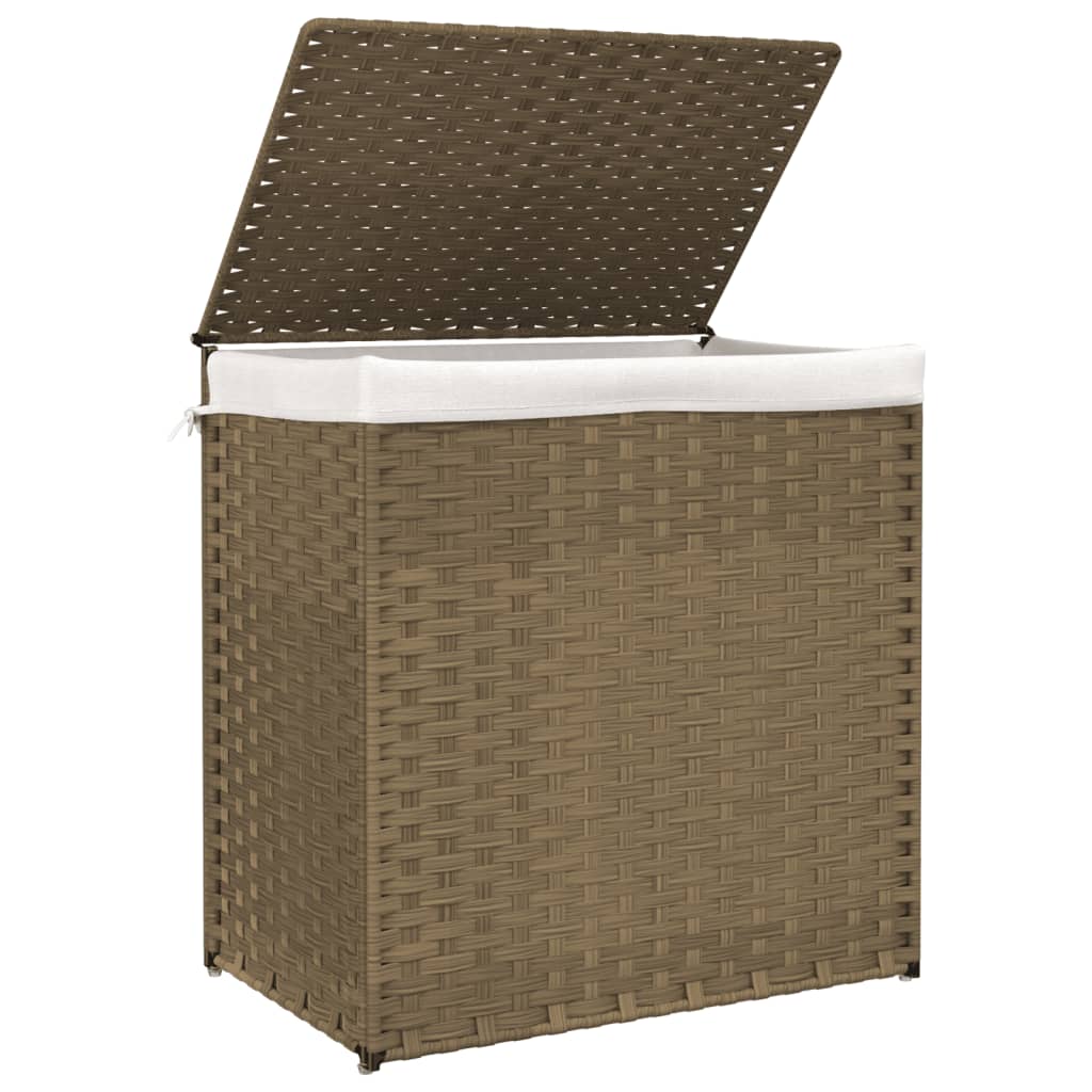 Laundry basket with 2 compartments, 53x35x57cm, polyrattan