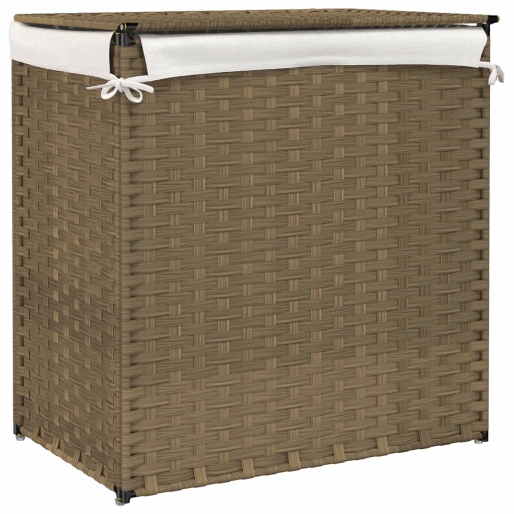 Laundry basket with 2 compartments, 53x35x57cm, polyrattan