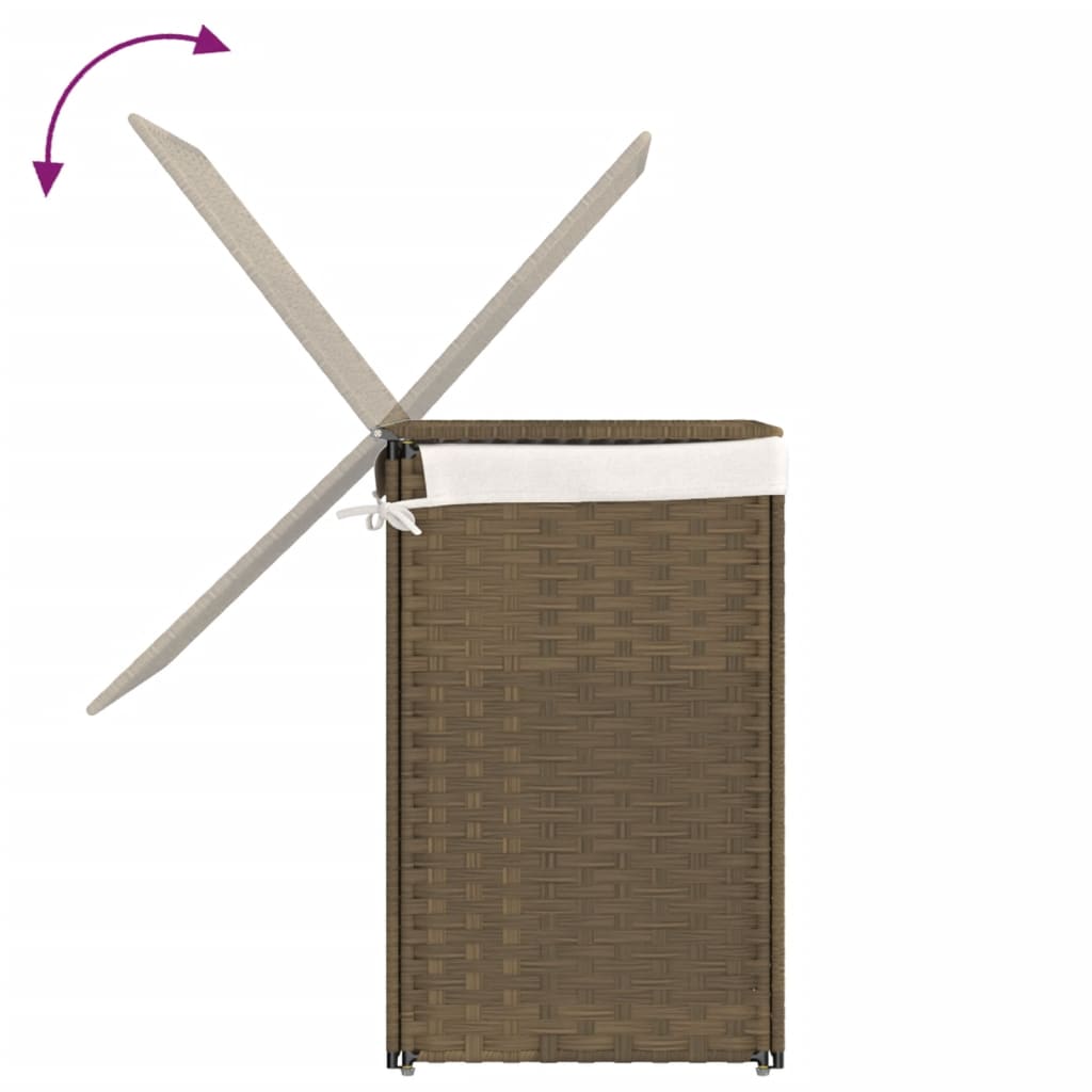 Laundry basket with 2 compartments, 53x35x57cm, polyrattan
