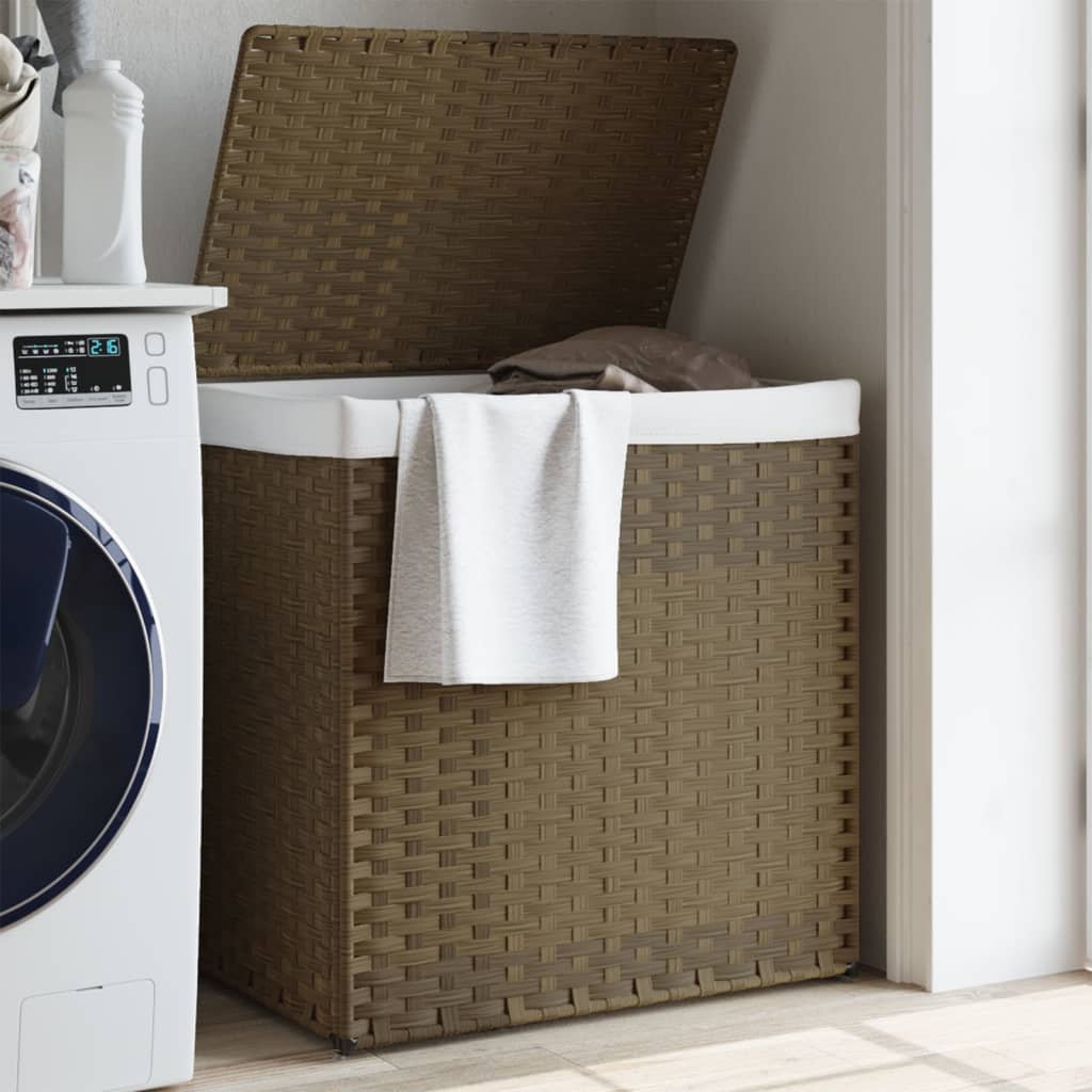 Laundry basket with 2 compartments, 53x35x57cm, polyrattan