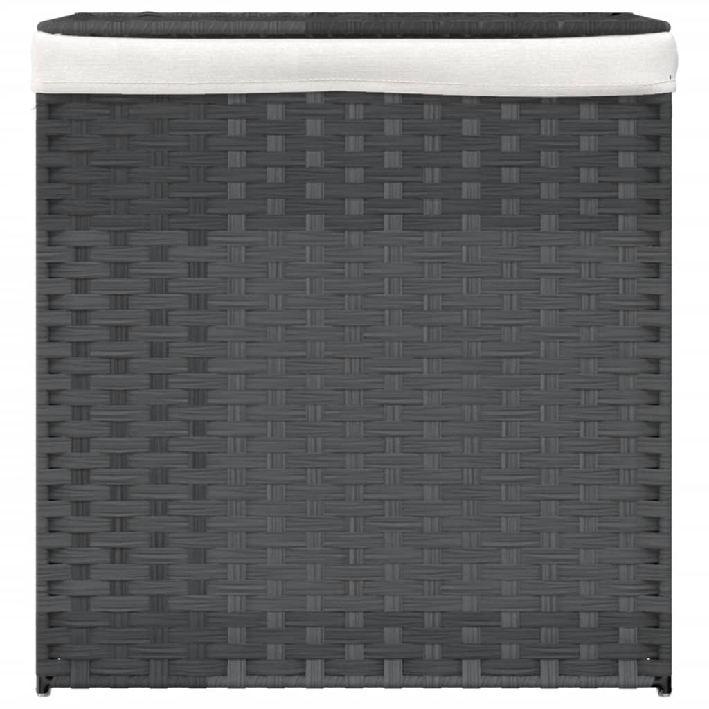 Laundry hamper with 2 compartments, grey, 53x35x57 cm