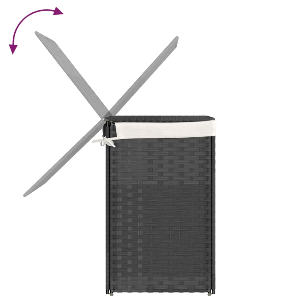Laundry hamper with 2 compartments, grey, 53x35x57 cm