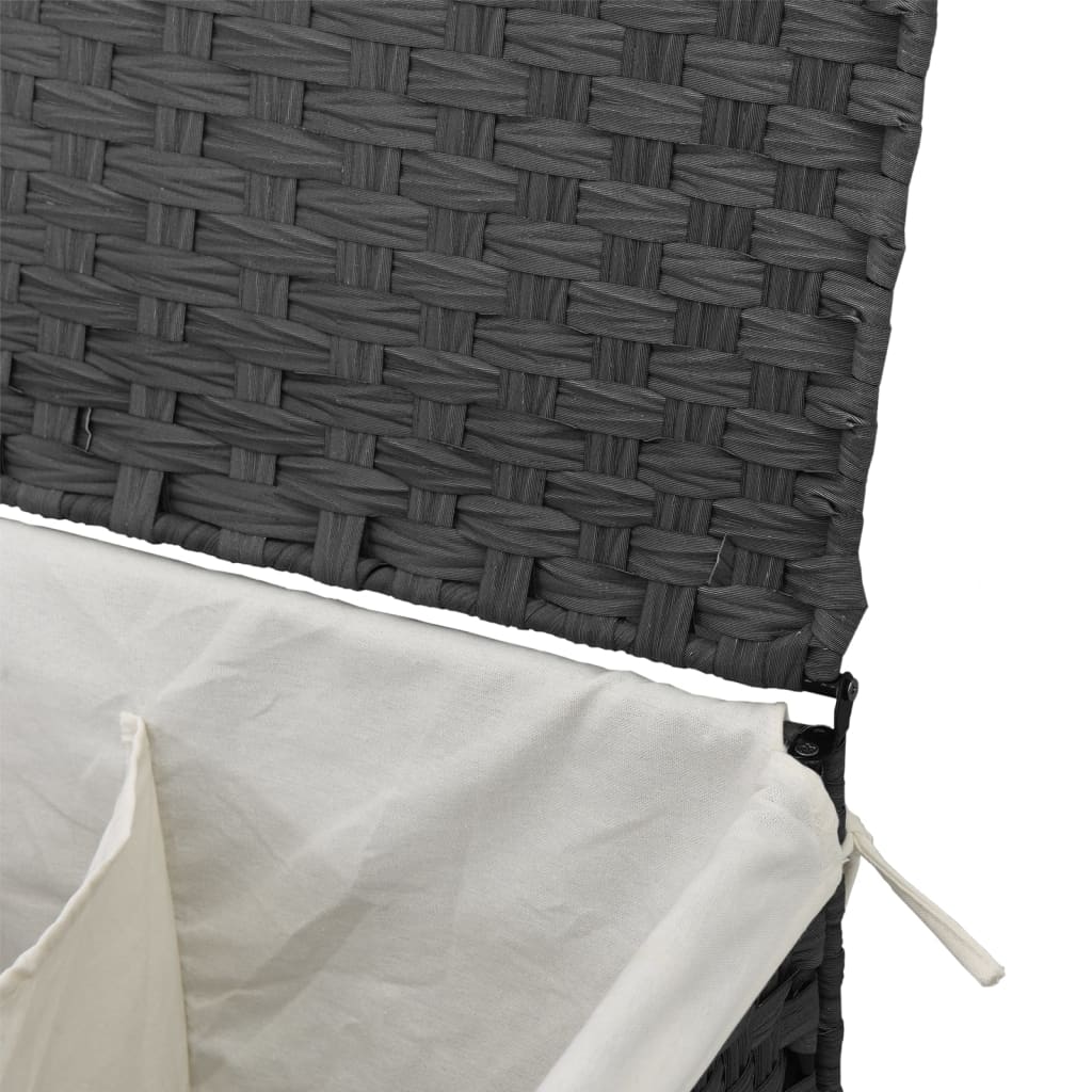 Laundry hamper with 2 compartments, grey, 53x35x57 cm