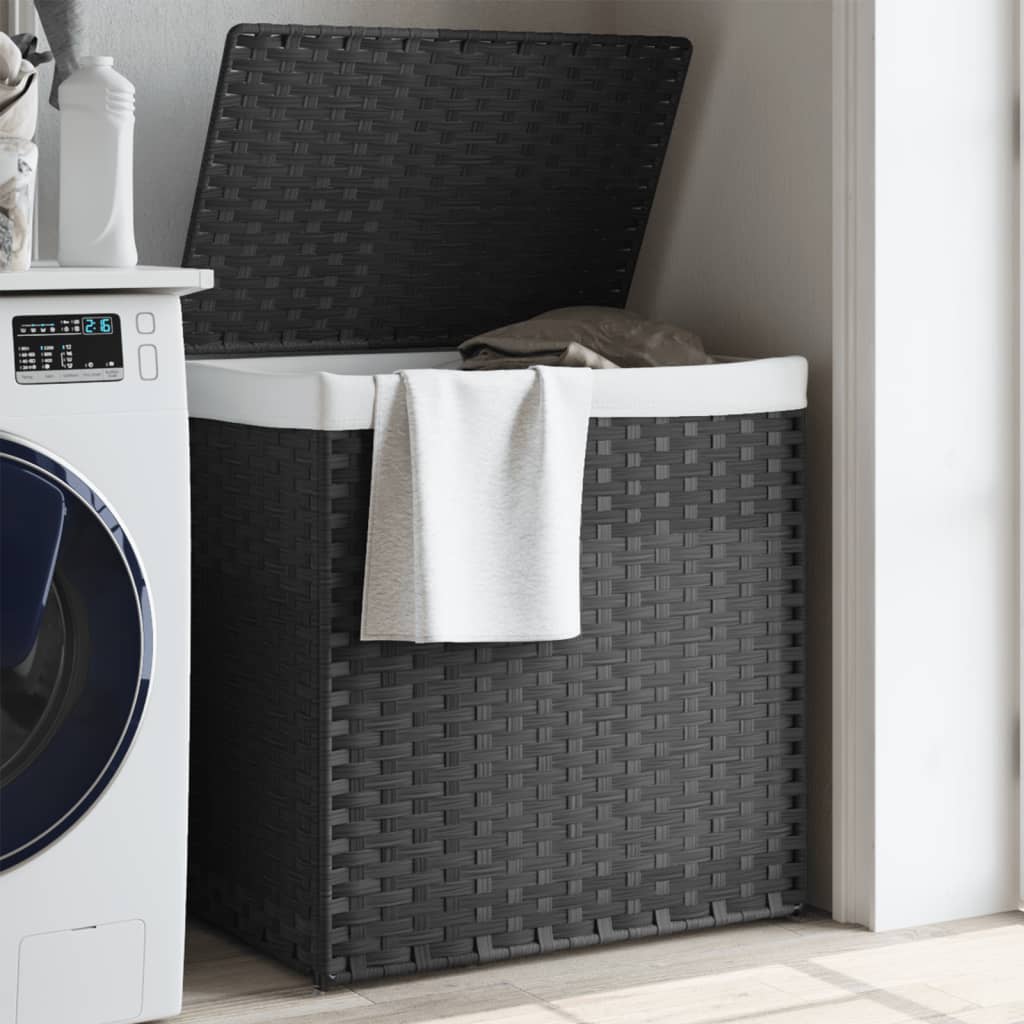 Laundry hamper with 2 compartments, grey, 53x35x57 cm