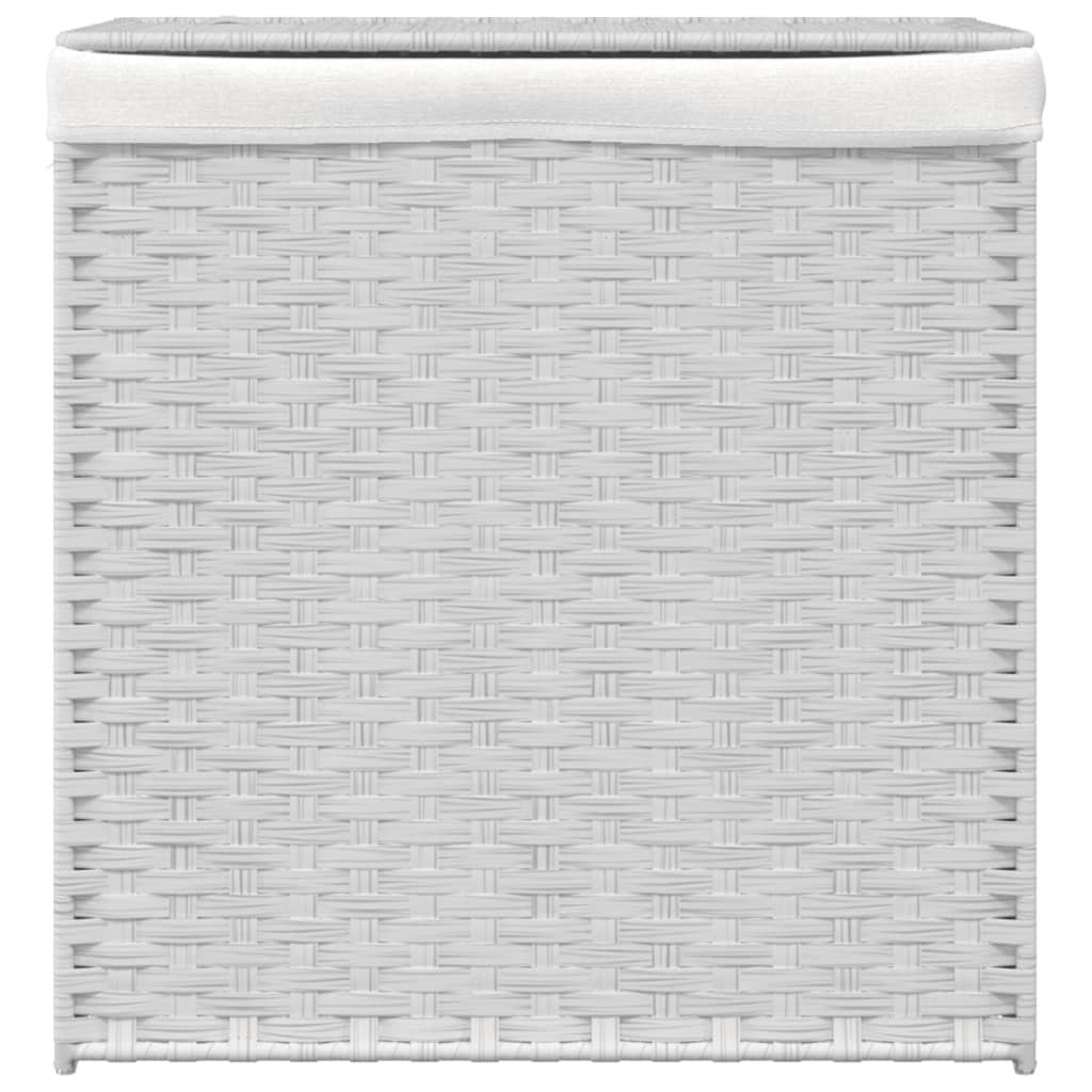 Laundry hamper with 2 compartments, white, 53x35x57cm