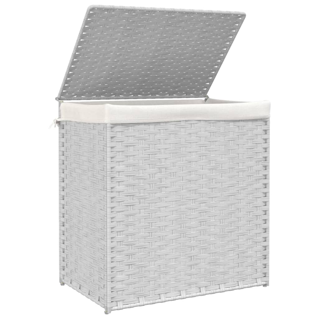 Laundry hamper with 2 compartments, white, 53x35x57cm