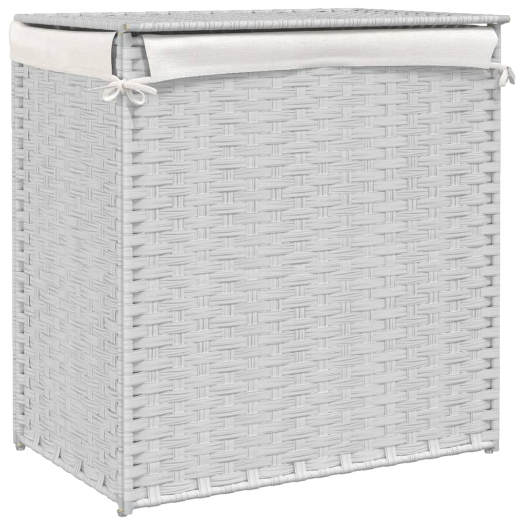 Laundry hamper with 2 compartments, white, 53x35x57cm