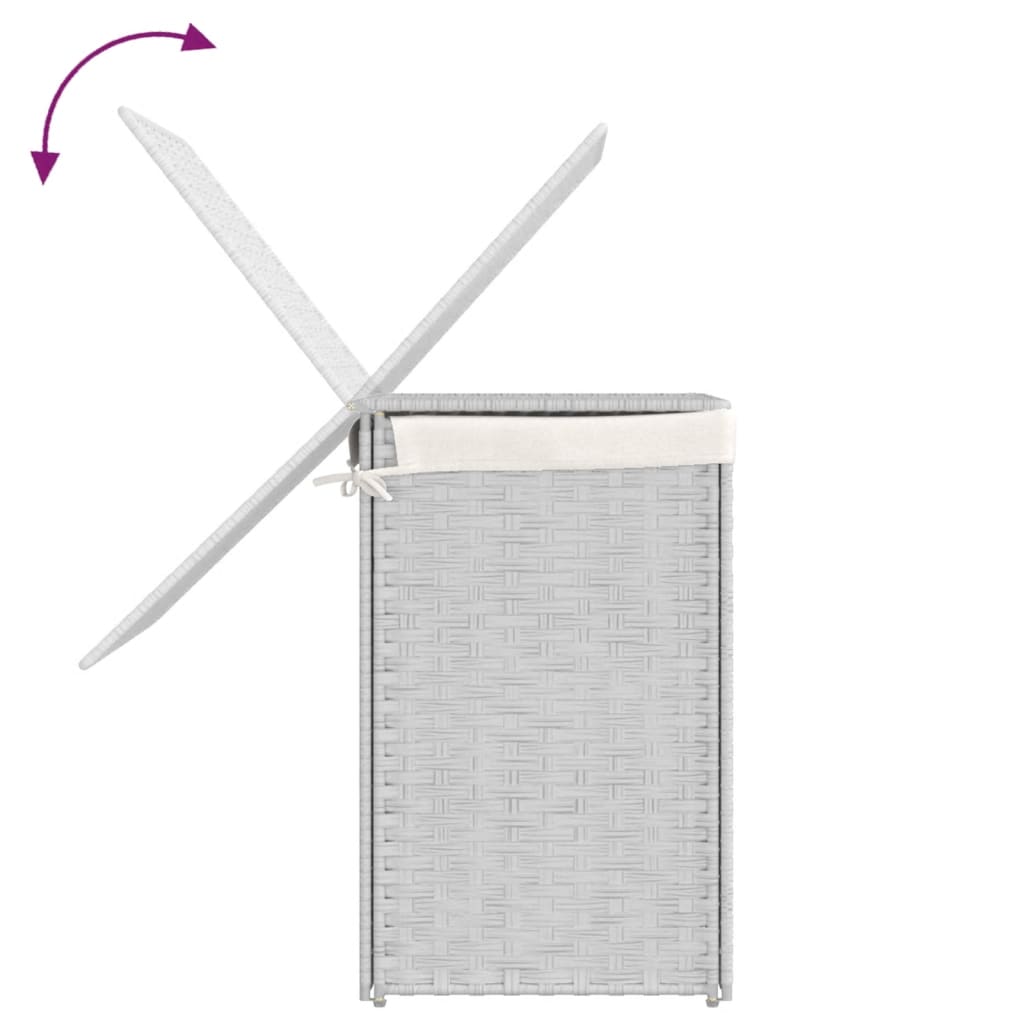 Laundry hamper with 2 compartments, white, 53x35x57cm