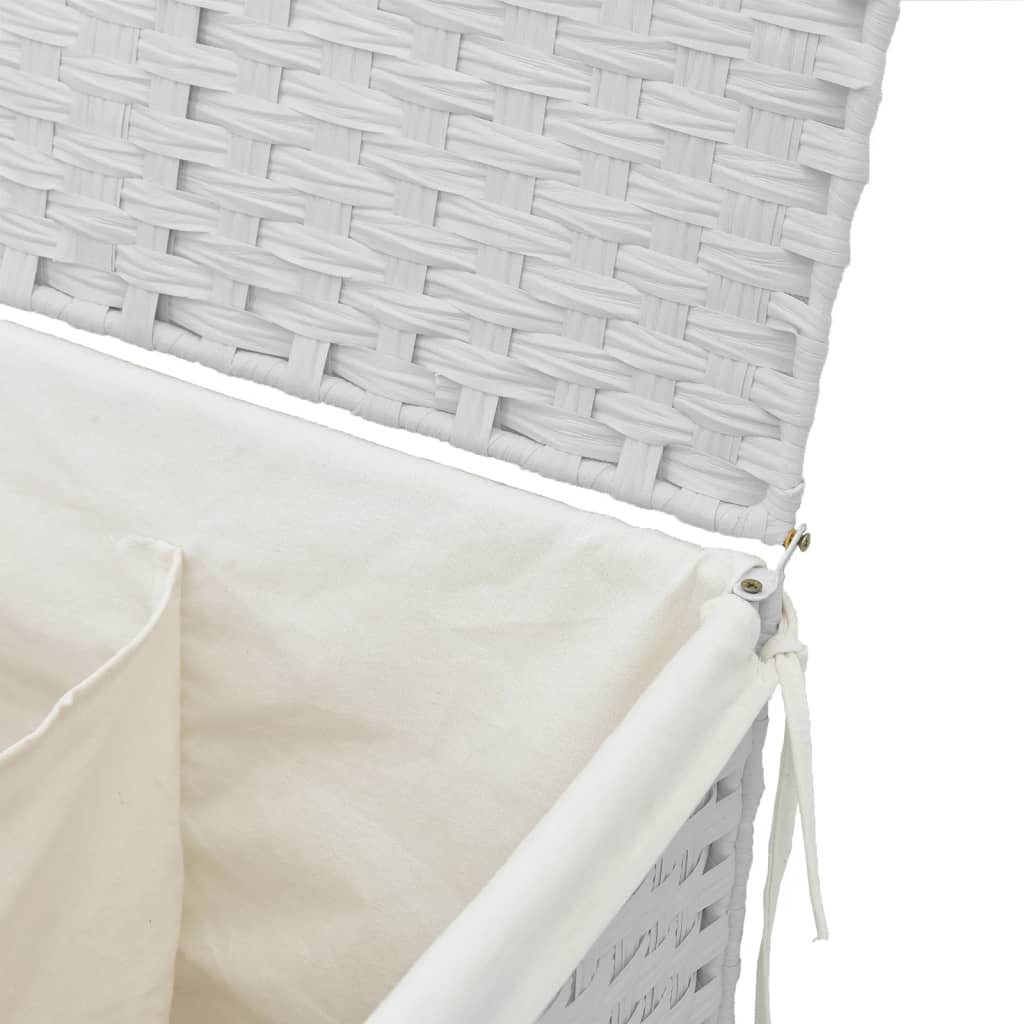 Laundry hamper with 2 compartments, white, 53x35x57cm