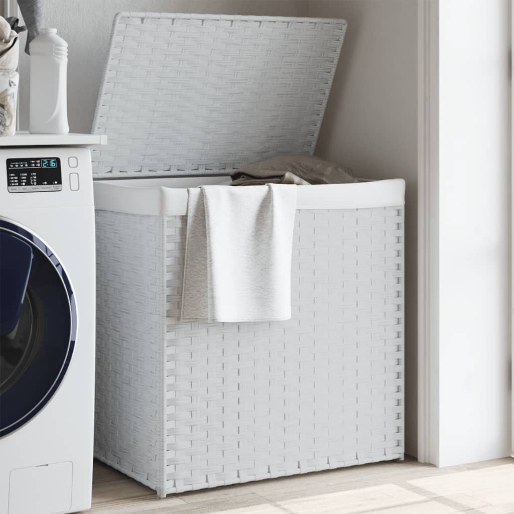 Laundry hamper with 2 compartments, white, 53x35x57cm