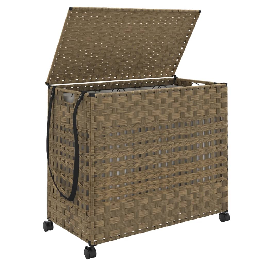 Laundry basket with wheels, 66x35x60cm, rattan