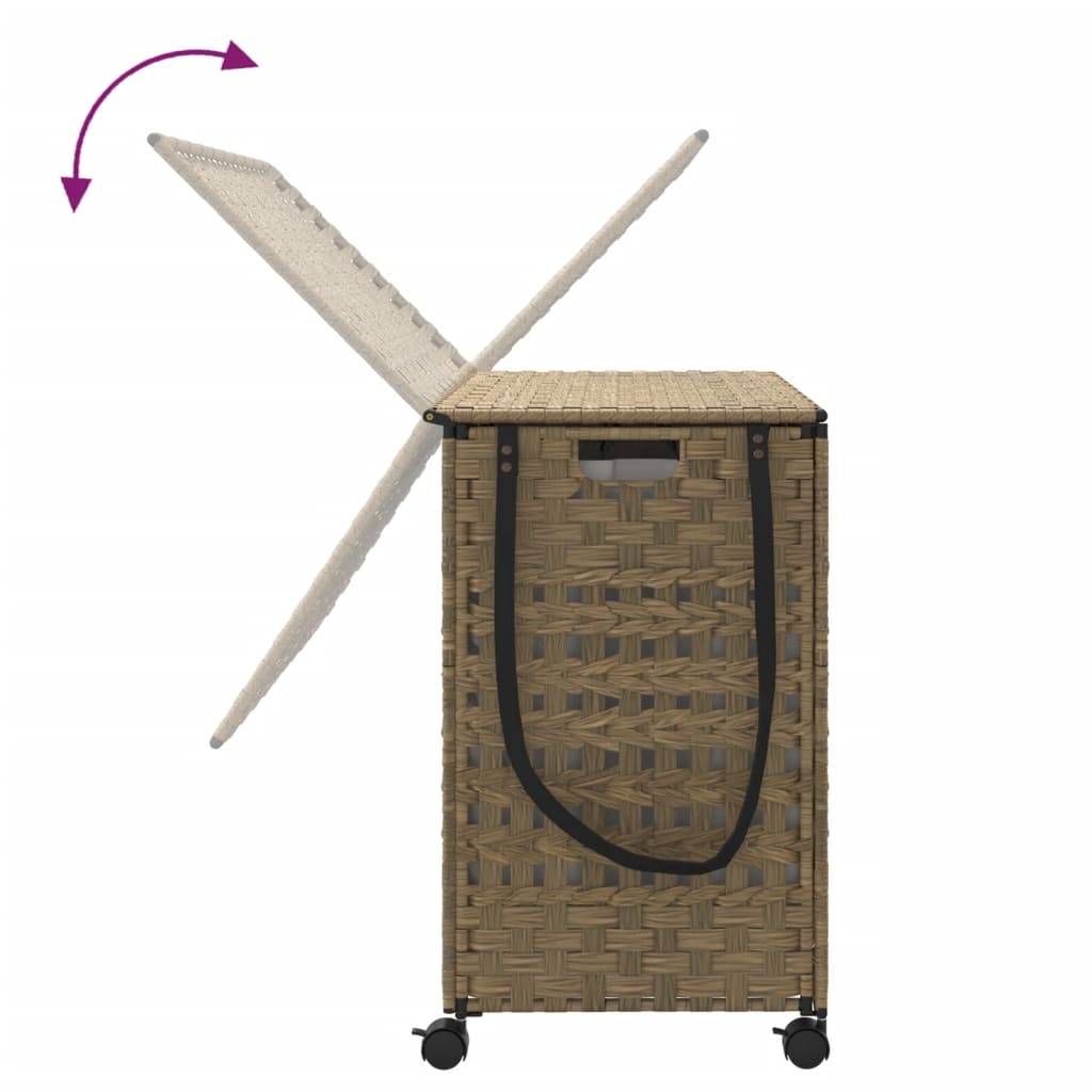 Laundry basket with wheels, 66x35x60cm, rattan