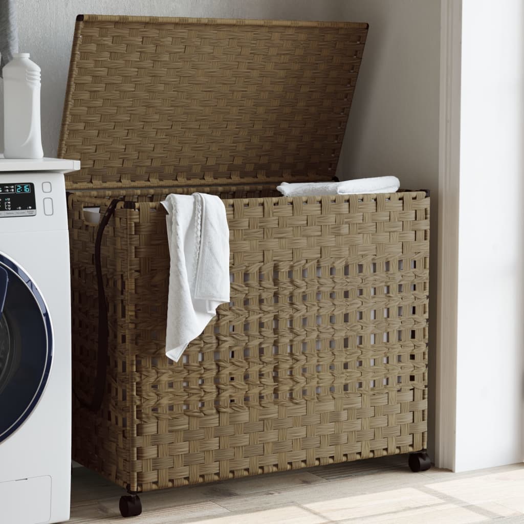 Laundry basket with wheels, 66x35x60cm, rattan
