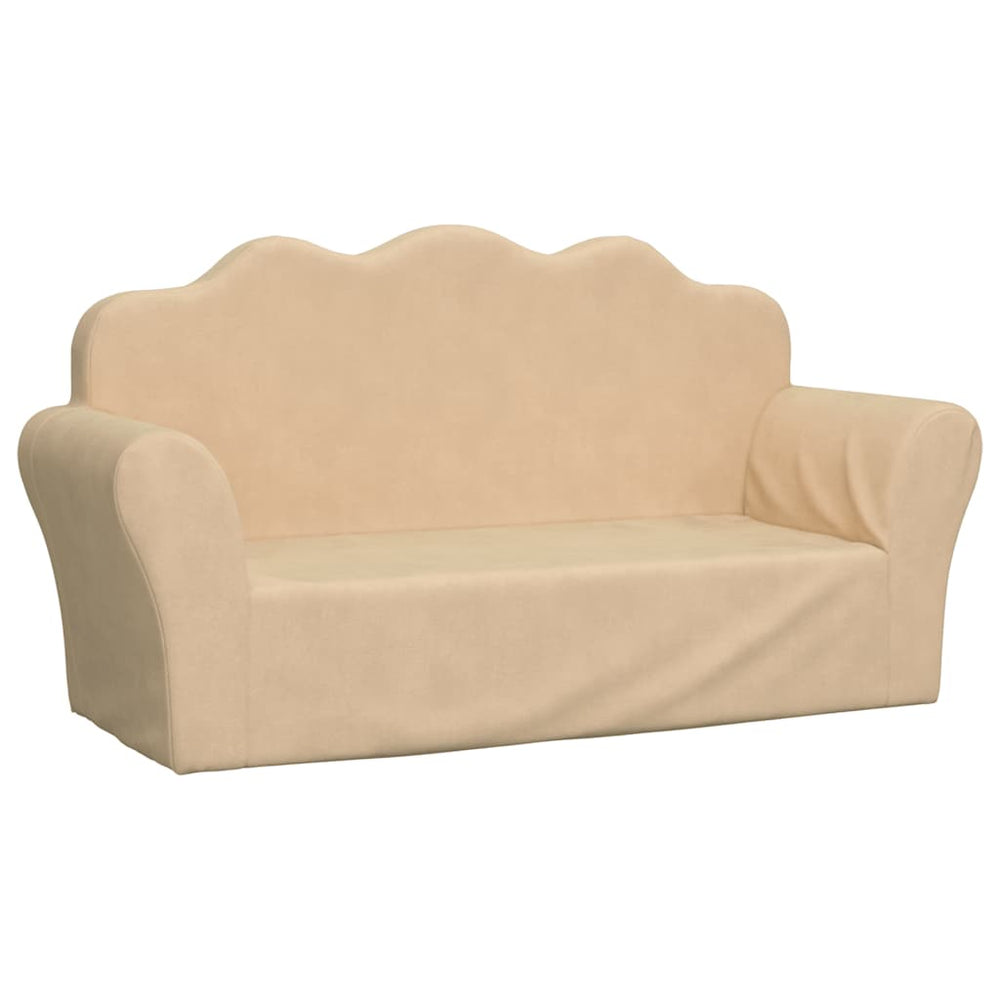 Dvivietė vaikiška sofa, kreminės spalvos, minkštas pliušas