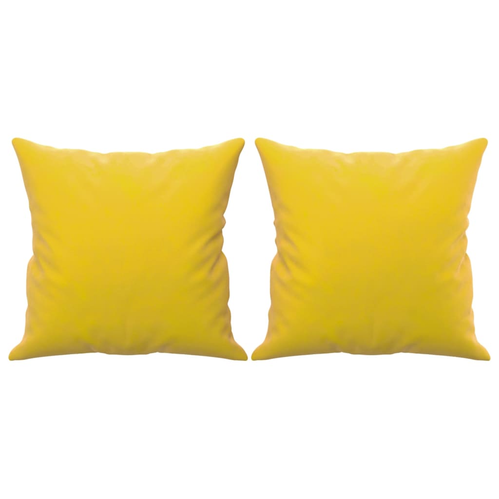 Trivietė sofa su pagalvėlėmis, geltonos spalvos, 180cm, aksomas