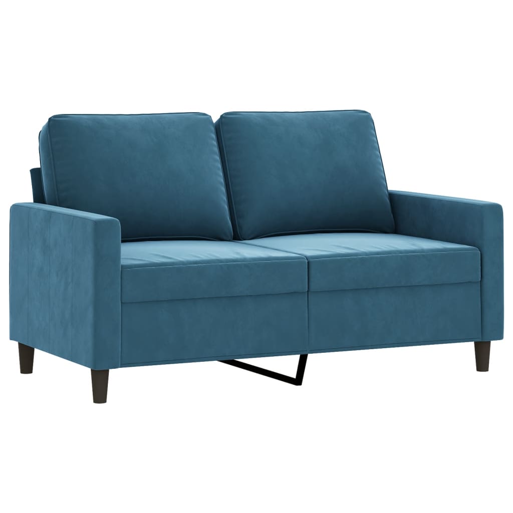 Sofos komplektas su pagalvėlėmis, 3 dalių, mėlynas, aksomas