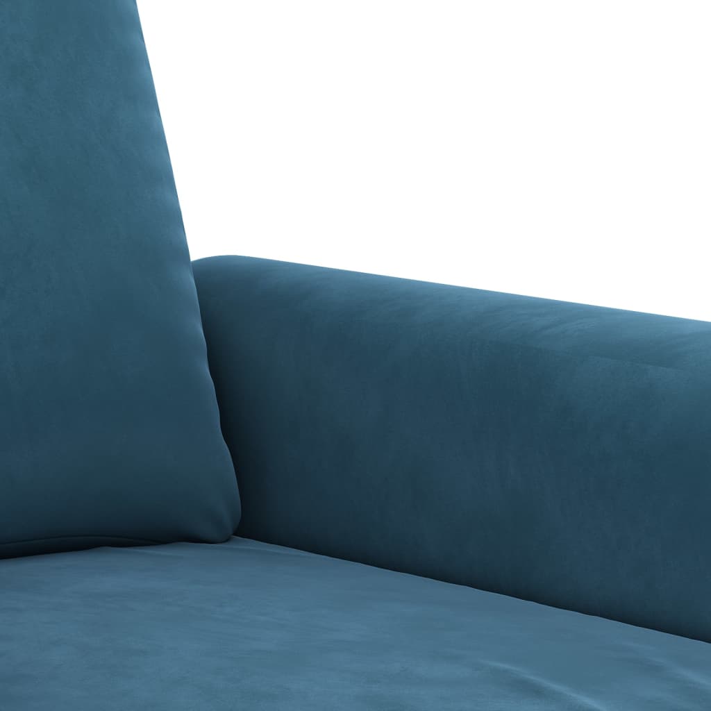 Sofos komplektas su pagalvėlėmis, 4 dalių, mėlynas, aksomas