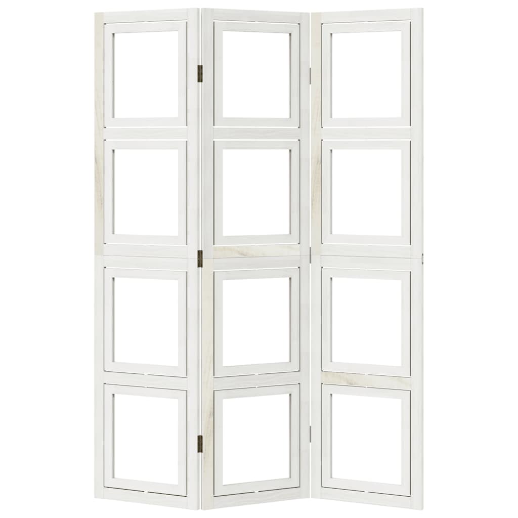 Room divider, 3 segments, white, paulownia solid wood