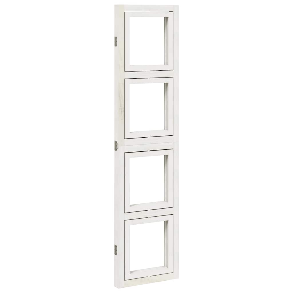 Room divider, 3 segments, white, paulownia solid wood