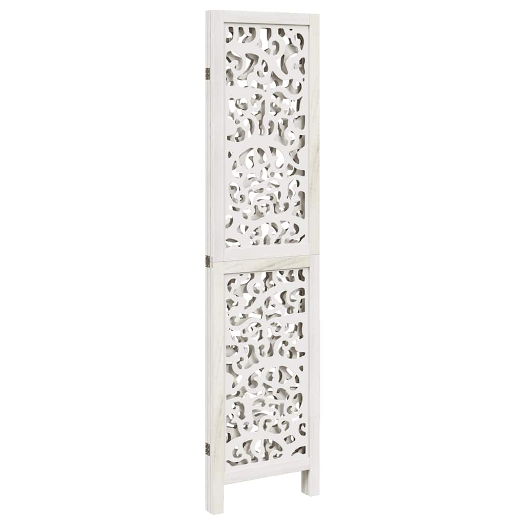 Room divider, 3 segments, white, paulownia solid wood