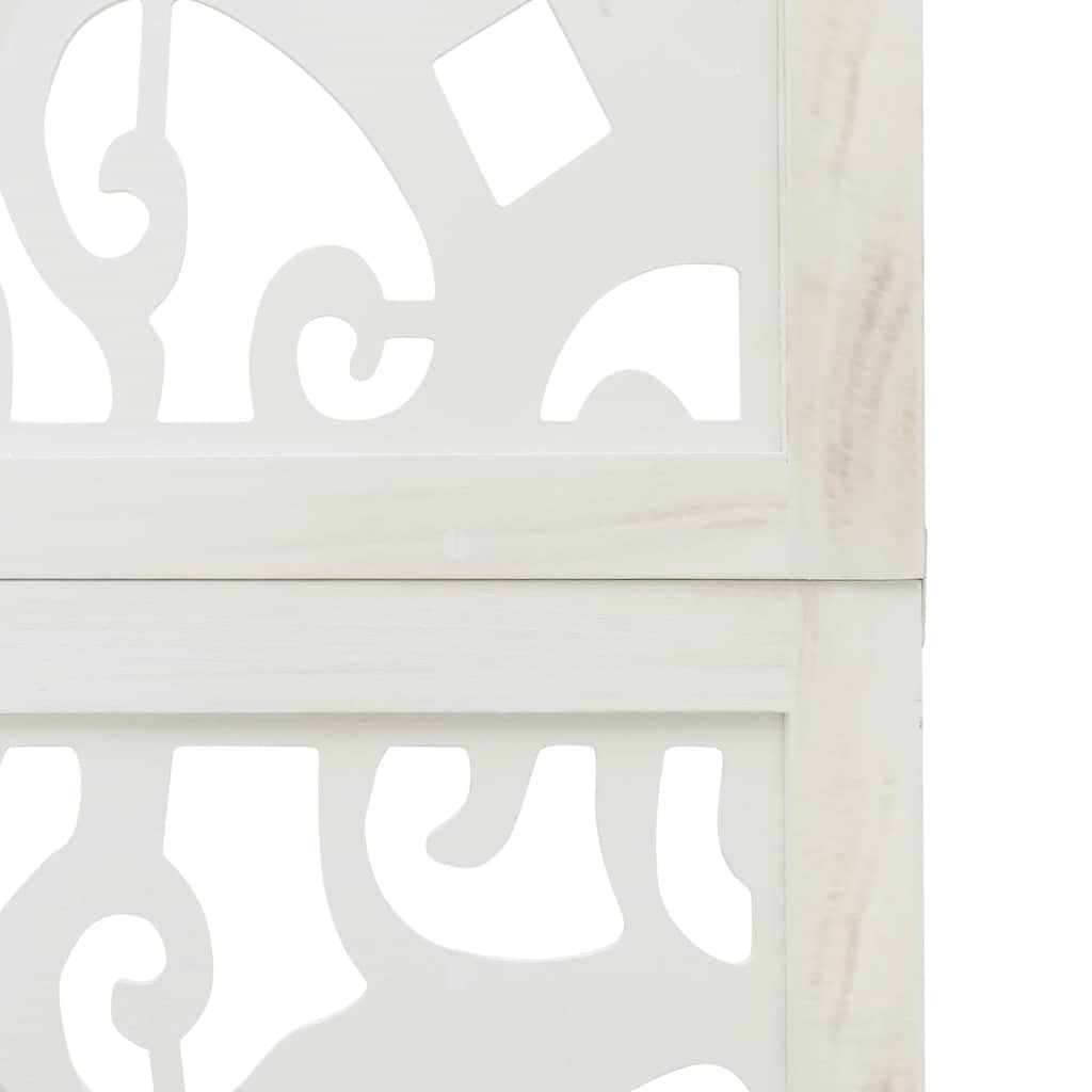 Room divider, 3 segments, white, paulownia solid wood