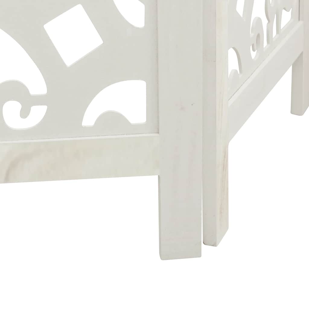Room divider, 3 segments, white, paulownia solid wood