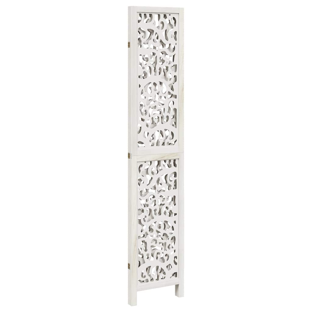 Room divider, 3 segments, white, paulownia solid wood