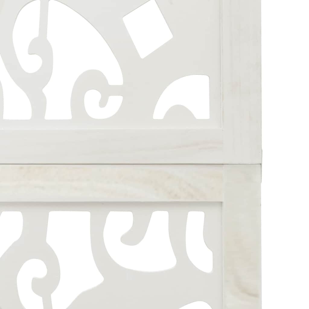 Room divider, 3 segments, white, paulownia solid wood