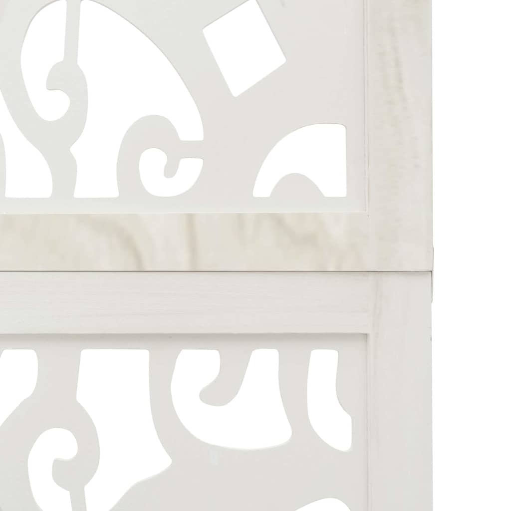 Room divider, 4 segments, white, solid paulownia wood