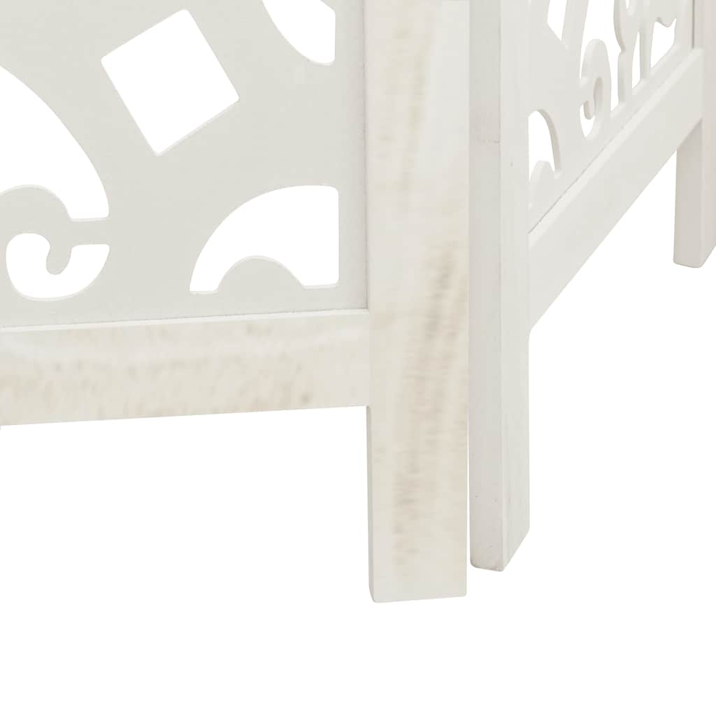 Room divider, 4 segments, white, solid paulownia wood