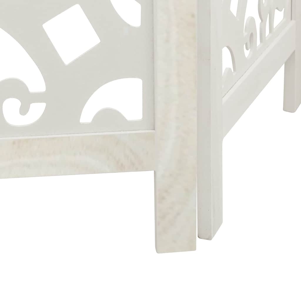 Room divider, 5 panels, white, solid paulownia wood