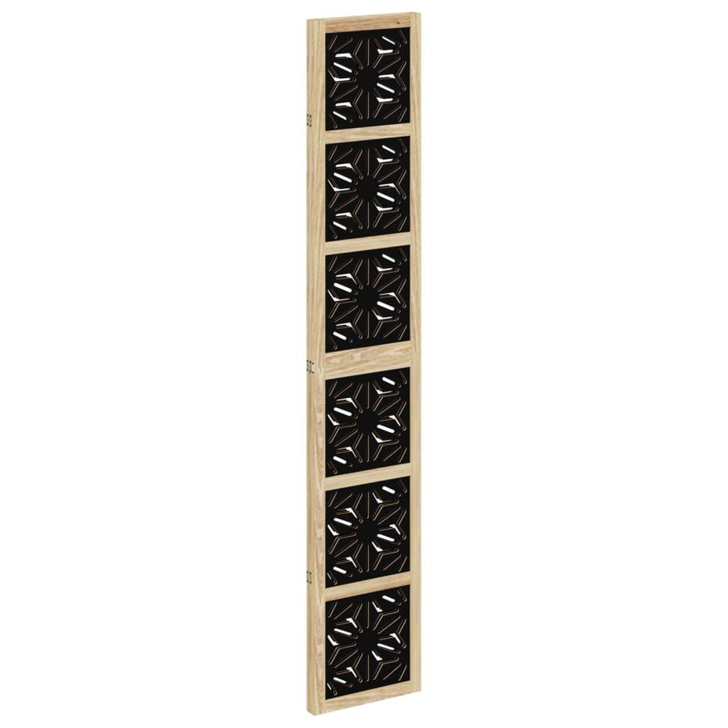 Room divider, 3 segments, brown/black, solid paulownia wood