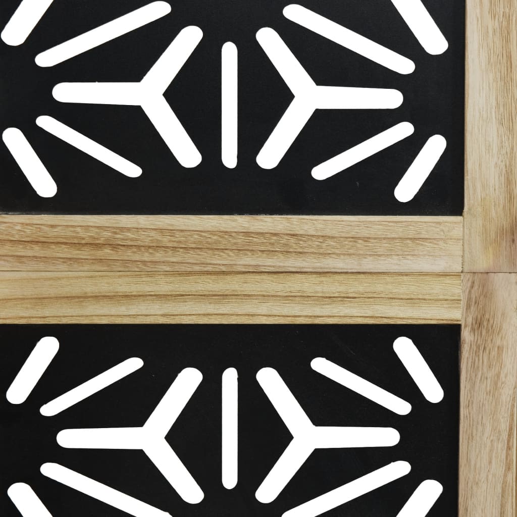 Room divider, 3 segments, brown/black, solid paulownia wood