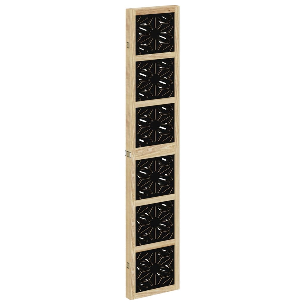 Room divider, 4 segments, brown/black, solid paulownia wood