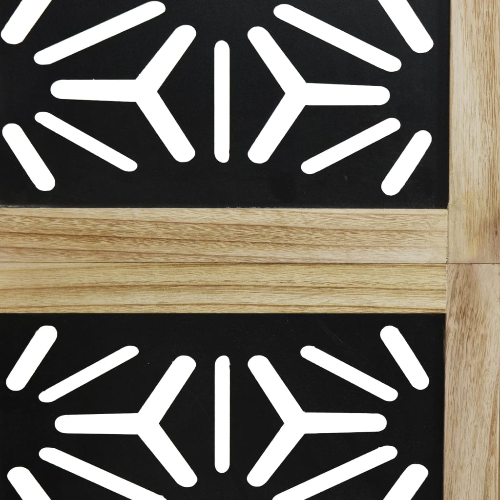 Room divider, 4 segments, brown/black, solid paulownia wood