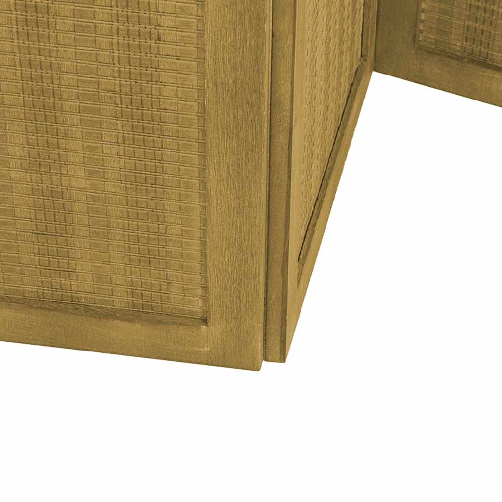 Room divider, 5 panels, brown, solid paulownia wood