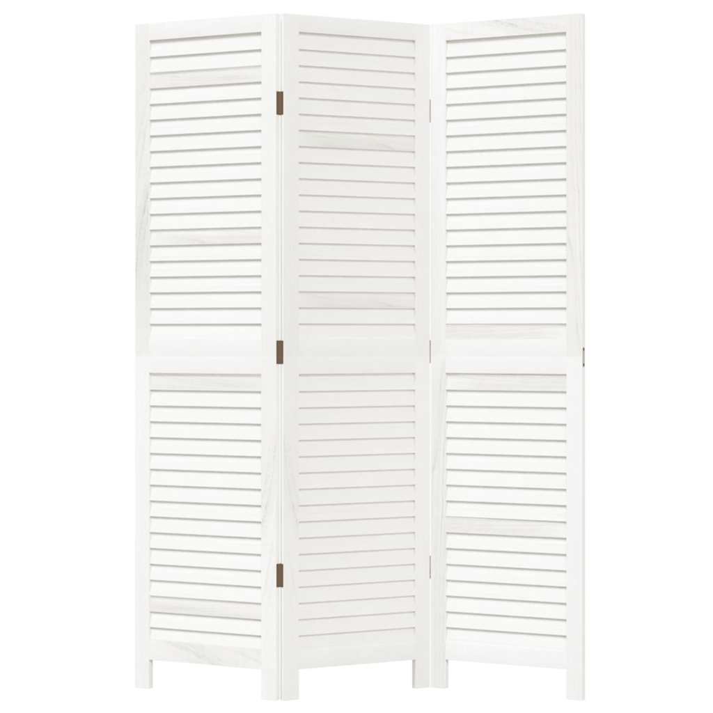Room divider, 3 segments, white, paulownia solid wood