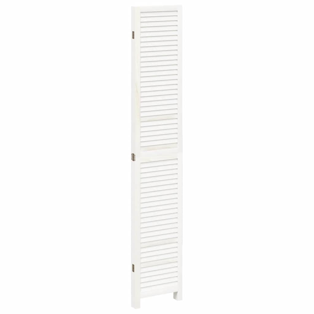 Room divider, 4 segments, white, solid paulownia wood